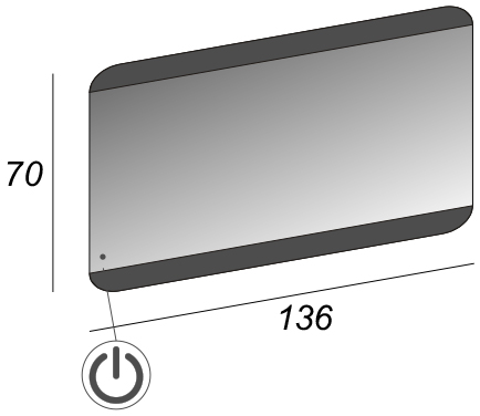 Cezares Зеркало подвесное с подсветкой 136x70h см, с сенсорным выключателем 45006