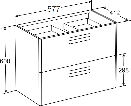 Roca Gap Тумба под раковину, подвесная 60х41,2х60h см, с 2мя ящиками, цвет: фиолетовый матовый ZRU9302742