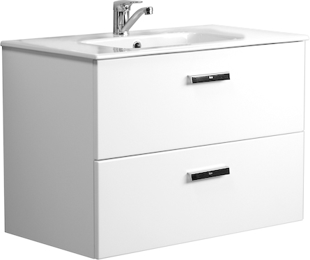 Roca Victoria Nord Тумба под раковину, подвесная 80х45х55h см, с 2мя ящиками, цвет: белый глянцевый ZRU9000032