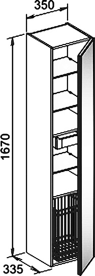 Keuco Royal Reflex Шкаф-пенал, с корзиной, подвесной 35x33,5x167h см, цвет: черный 34031 110002