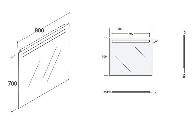 Globo Mirror Frames Зеркало 80x70 см, с глянцевой кромкой, LED подсветкой и сенсорным выключателем BPS080