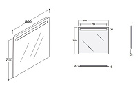Globo Mirror Frames Зеркало 80x70 см, с глянцевой кромкой, LED подсветкой и сенсорным выключателем BPS080