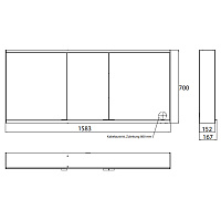 Emco Prime2 Зеркальный шкаф 160xh70 см, с подсветкой, розетка, цвет белый 9497 061 48
