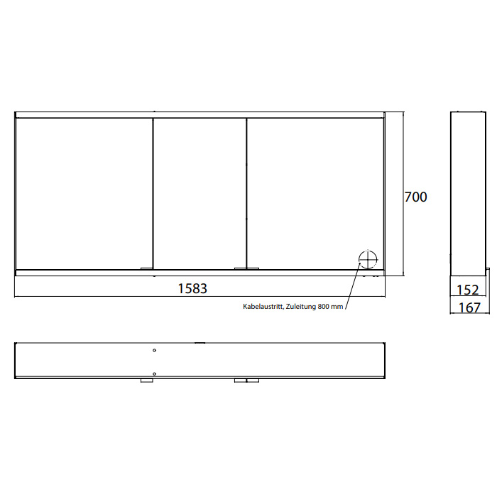 Emco Prime2 Зеркальный шкаф 160xh70 см, с подсветкой, розетка, цвет черный 9497 060 48
