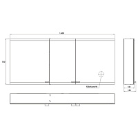 Emco Evo Зеркальный шкаф 160xh70 см, с подсветкой, розетка, алюминий 9397 081 08