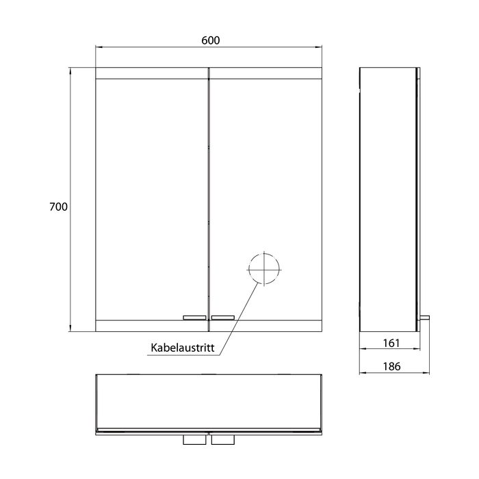 Emco Evo Зеркальный шкаф 60xh70 см, с подсветкой, розетка, алюминий 9397 081 03