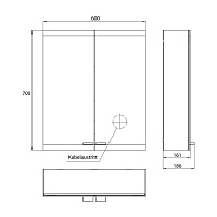 Emco Evo Зеркальный шкаф 60xh70 см, с подсветкой, розетка, алюминий 9397 081 03