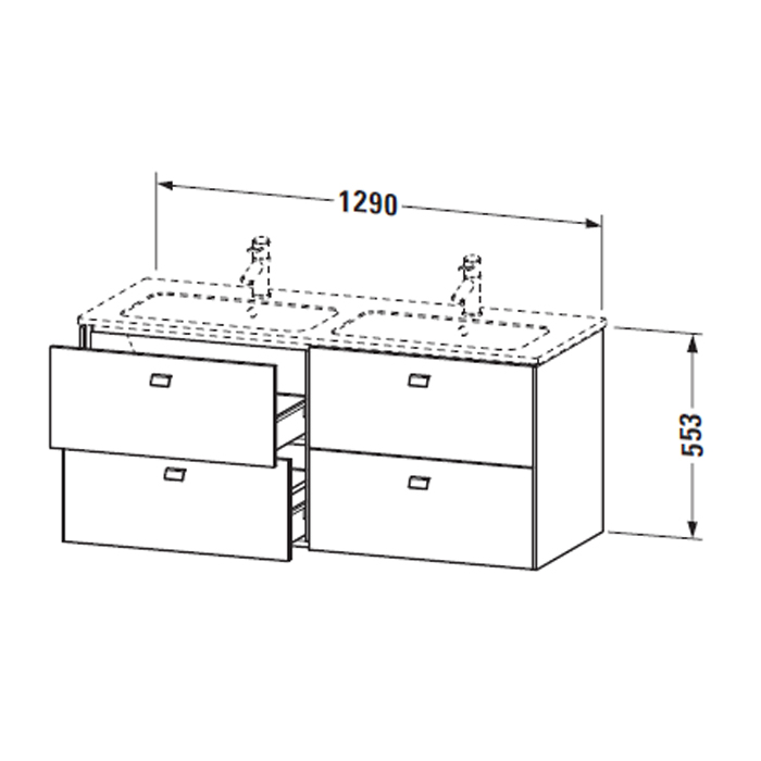 Duravit Brioso Тумба подвесная под раковину 129x47,9хh55,3 cм, цвет каштан темный BR410601021