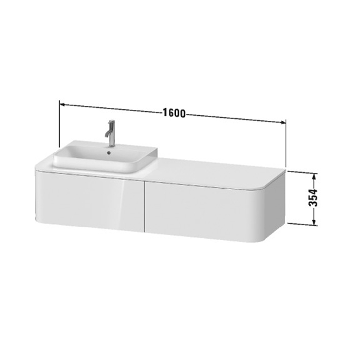 Duravit Happy D.2 Plus Тумба подвесная 354x160xh55 cм, SX, цвет белый глянцевый HP4944L2222