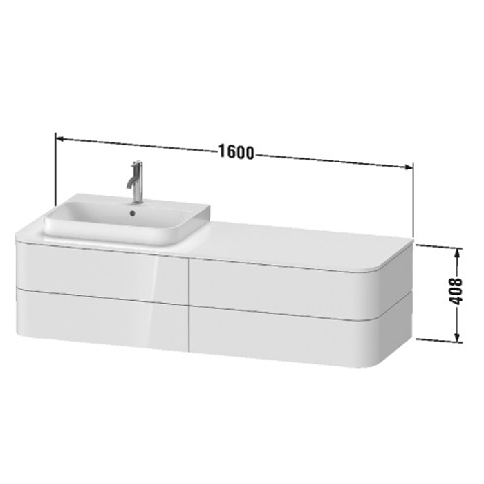 Duravit Happy D.2 Plus Тумба подвесная 408x160xh55 cм, цвет белый глянцевый HP4973L2222