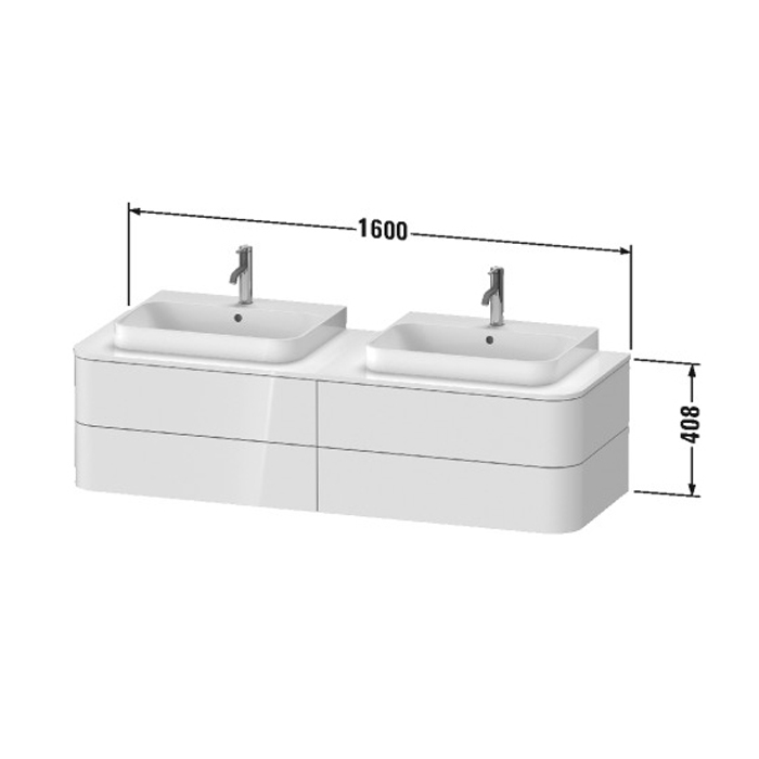 Duravit Happy D.2 Plus Тумба подвесная 408x160xh55 cм, цвет nordic white satin matt HP4974B3939