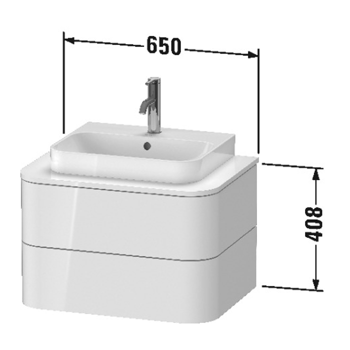 Duravit Happy D.2 Plus Тумба подвесная 408x65xh48 cм, цвет белый глянцевый HP496002222