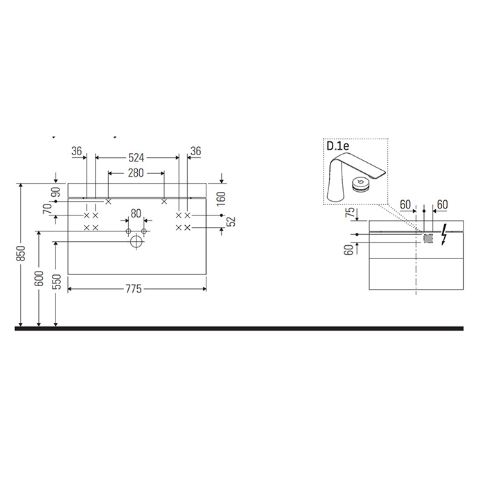 Duravit Happy D.2 Plus Тумба подвесная с умывальником, цвет белый глянц. HP4347O2222
