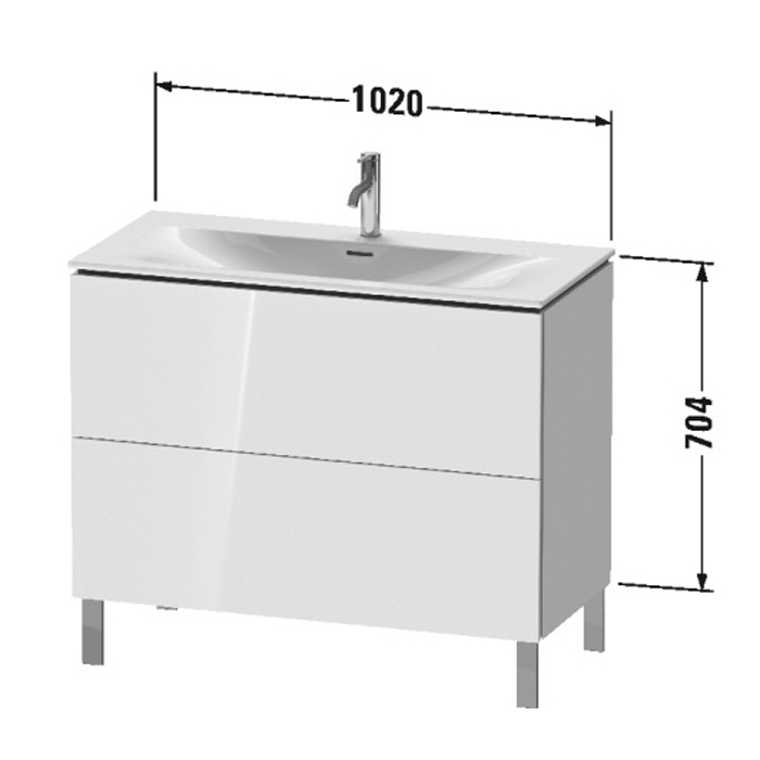 Duravit L-Cube Тумба напольная под раковину, 70,4x102xh48,1 cм, цвет White High Gloss LC659802222