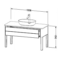 Duravit Luv База напольная, 74.3x138.8xh57,1см выдв.ящик, цвет белый шелков.-мат. LU956103636