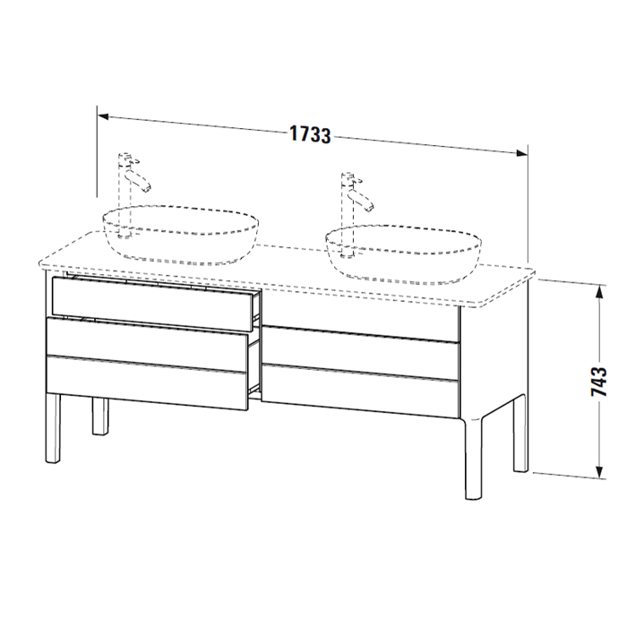 Duravit Luv База напольная, 74,3x178,8xh57,2 cм, цвет белый шелков.-мат. LU9567B3636