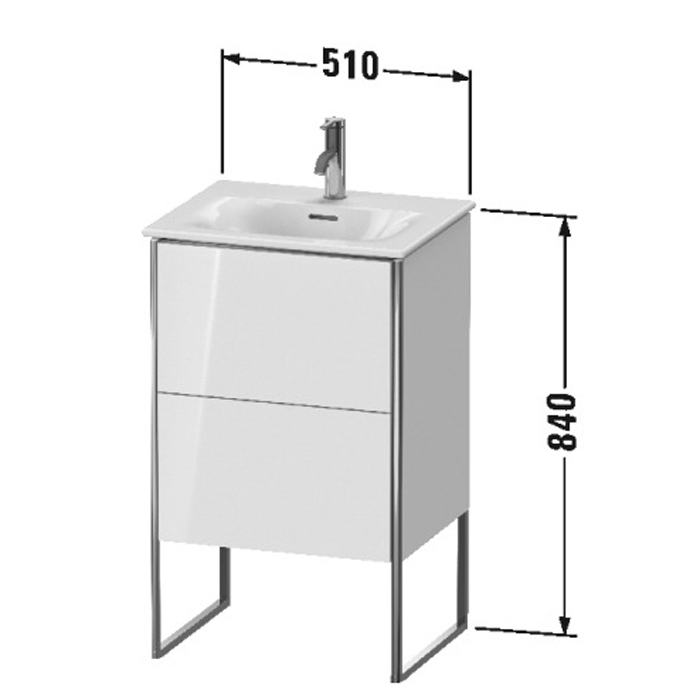 Duravit XSquare Тумба напольная под раковину, 59,2x51xh41,8 cм, цвет White High Gloss XS452102222