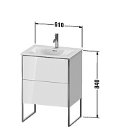 Duravit XSquare Тумба напольная под раковину, 59,2x61xh47,8 cм, цвет White High Gloss XS452202222