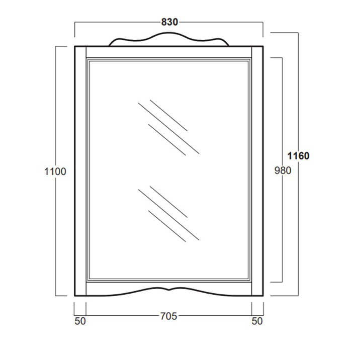 Simas Arcade Зеркало 83х116h см, без подсветки, цвет: белый глянцевый ARS2 bi