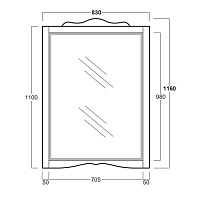 Simas Arcade Зеркало 83х116h см, без подсветки, цвет: белый глянцевый ARS2 bi