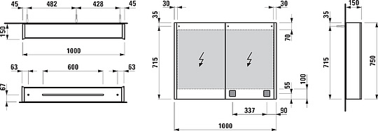 Laufen Frame 25 Зеркало-шкаф 100х75 см 4.0860.3.900.144.1
