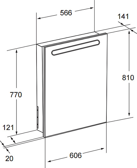 Roca Victoria Nord Зеркальный шкаф 60х81 см, с подсветкой, лев., без выключателя, цвет: белый глянец ZRU9000029