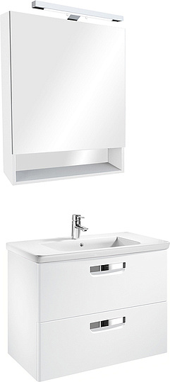 Roca Gap Зеркальный шкаф 70х85 см, с подсветкой, без выключателя, цвет: белый глянцевый ZRU9302886