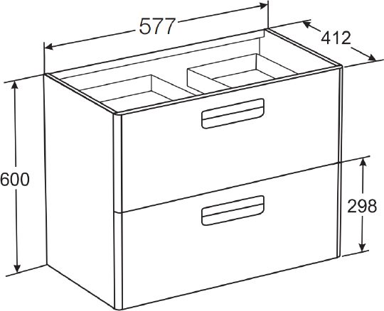 Roca Gap Тумба под раковину, подвесная 60х41,2х60h см, с 2мя выдвижными ящиками, цвет: белый глянец ZRU9302879