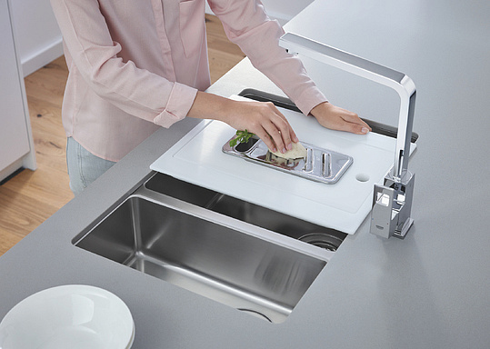 Grohe K700U Кухонная мойка из нержавеющей стали 76x19,5 см, с доп. чашей, цвет: нержавеющая сталь 31575SD0