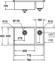 Grohe K700U Кухонная мойка из нержавеющей стали 76x19,5 см, с доп. чашей, цвет: нержавеющая сталь 31575SD0