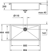 Grohe K700 Кухонная мойка из нержавеющей стали 86,6x20 см, с доп. чашей, цвет: нержавеющая сталь 31580SD0