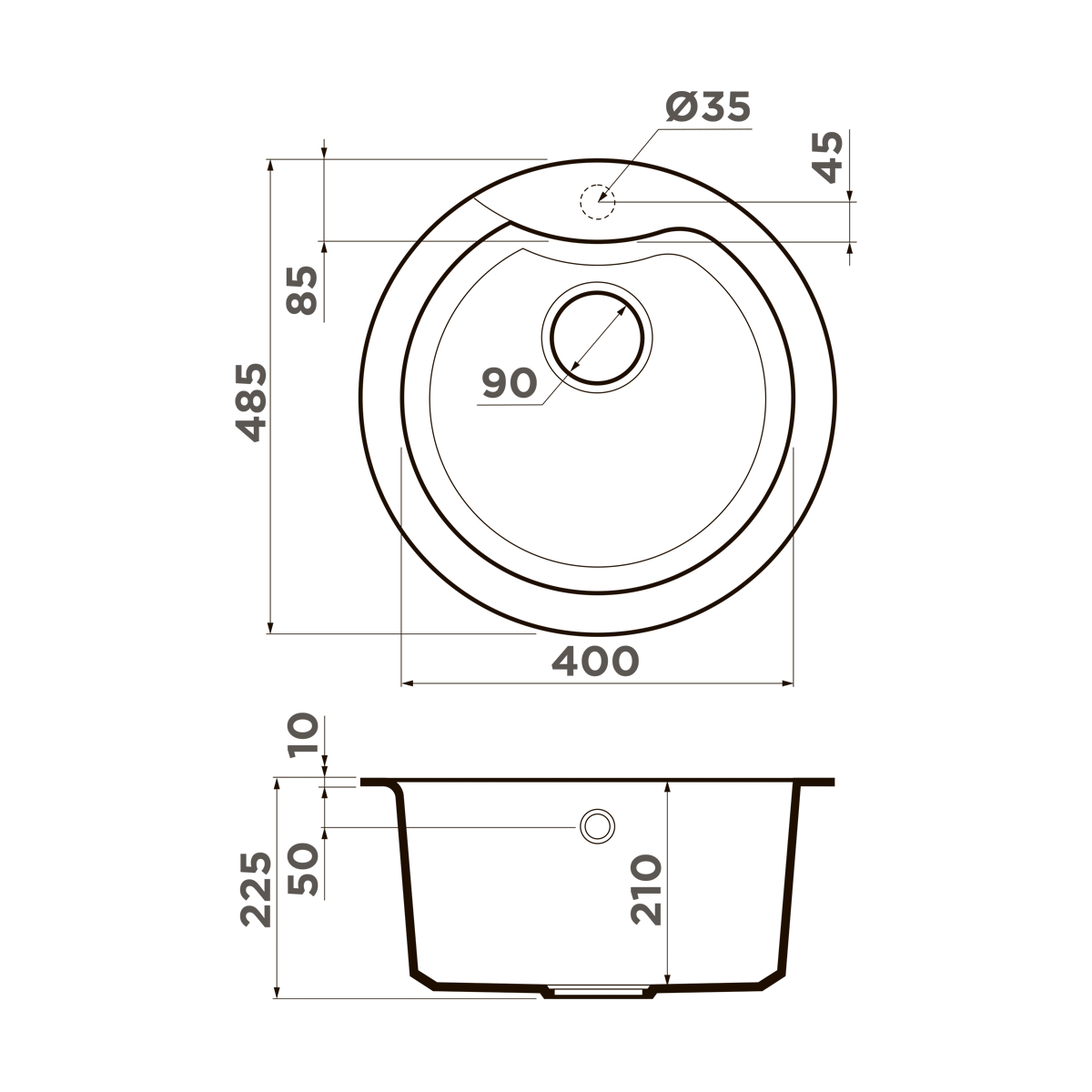 Omoikiri Yasugata 48R-SA Кухонная мойка Tetogranit 48,5x48,5 см, цвет: бежевый 4993132