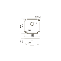 Omoikiri Omi 44-U/I-AB Кухонная мойка нерж. сталь 44,5x41,5 см, цвет: латунь 4993190