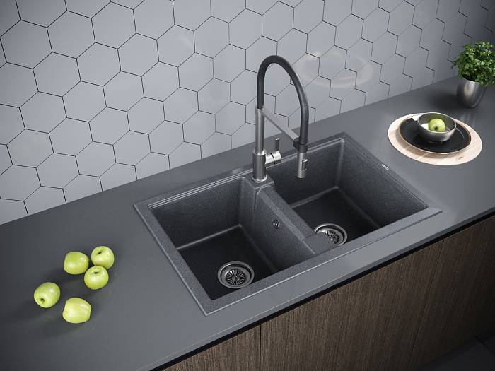 Paulmark Tandem Кухонная мойка It-Granit 81x50 см, цвет: графит PM238150-DG