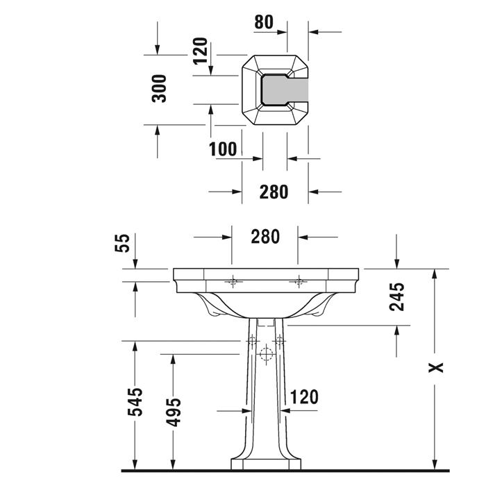 Duravit 1930 Пьедестал для раковины, цвет белый c Wonder Gliss 8579000001