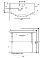 Kerasan Retro Консоль 100x54 см, под раковину на 100 см, с полкой, цвет: Oro 730091