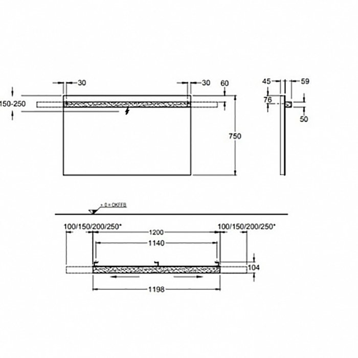 Geberit ICon Зеркало с подсветкой 120х75 см 840720000