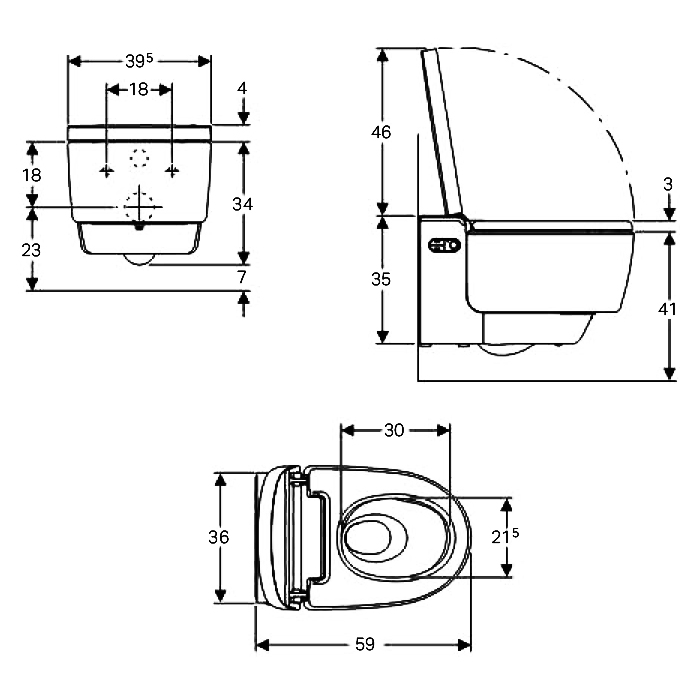 Geberit AquaClean Mera Classic Унитаз-биде подвесной безобод. с крышкой микролифт цвет: белый глянц. 146.204.11.1