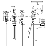 Fima Carlo Frattini Elizabeth Смеситель на биде, на 3 отверстия, цвет: бронза античная F5082BR