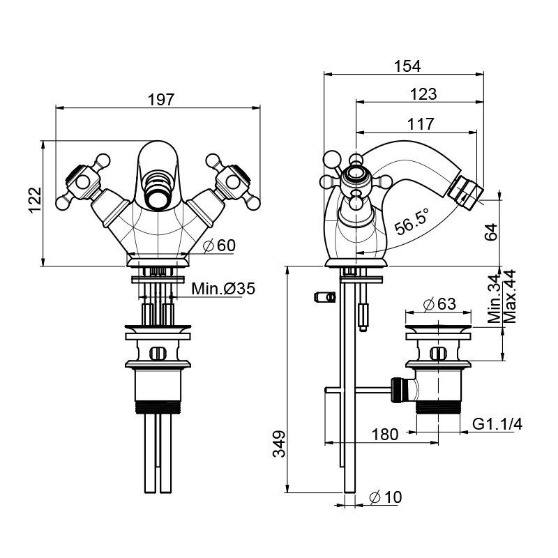 Fima Carlo Frattini Elizabeth Смеситель на биде, на 1 отверстие, цвет: хром F5092/2CR