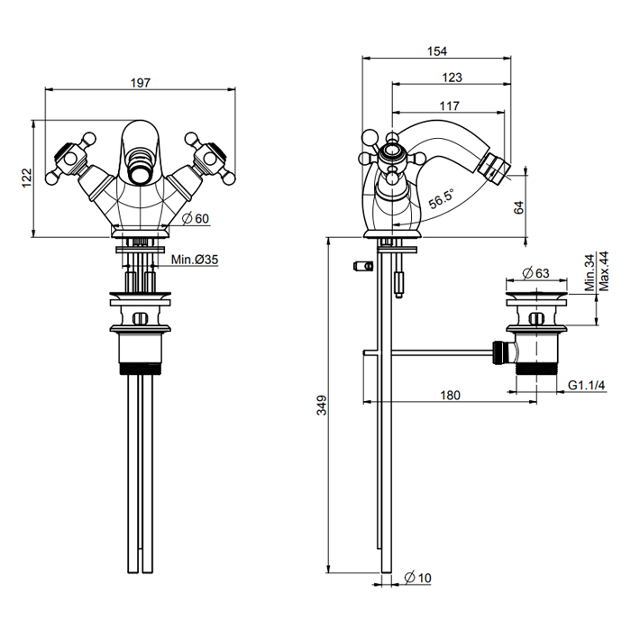 Fima Carlo Frattini Elizabeth Смеситель для биде, цвет: бронза античная F5092/2BR