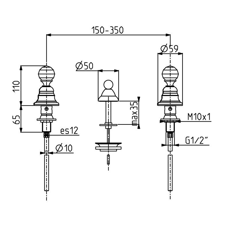 Fima Carlo Frattini Elizabeth Chic Cмеситель на биде, на 3 отверстия, цвет: хром F5102CCR