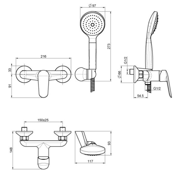Fima Carlo Frattini Spot Смеситель, с душевым комплектом, цвет: хром F3005CR