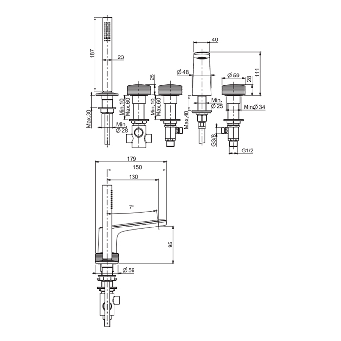 Fima Carlo Frattini Texture Collection Смеситель к борту ванны, цвет: хром F5614HCR