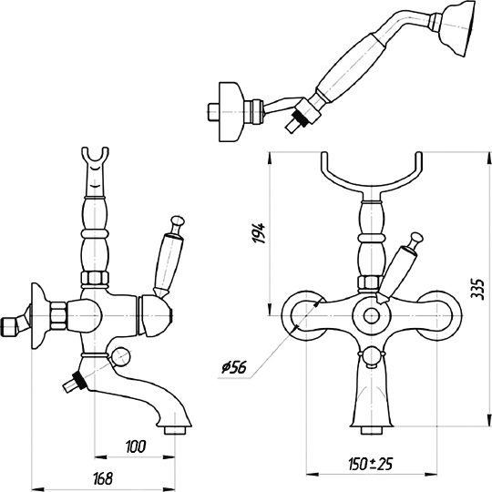 Смеситель Migliore Oxford для ванны с душем 19153