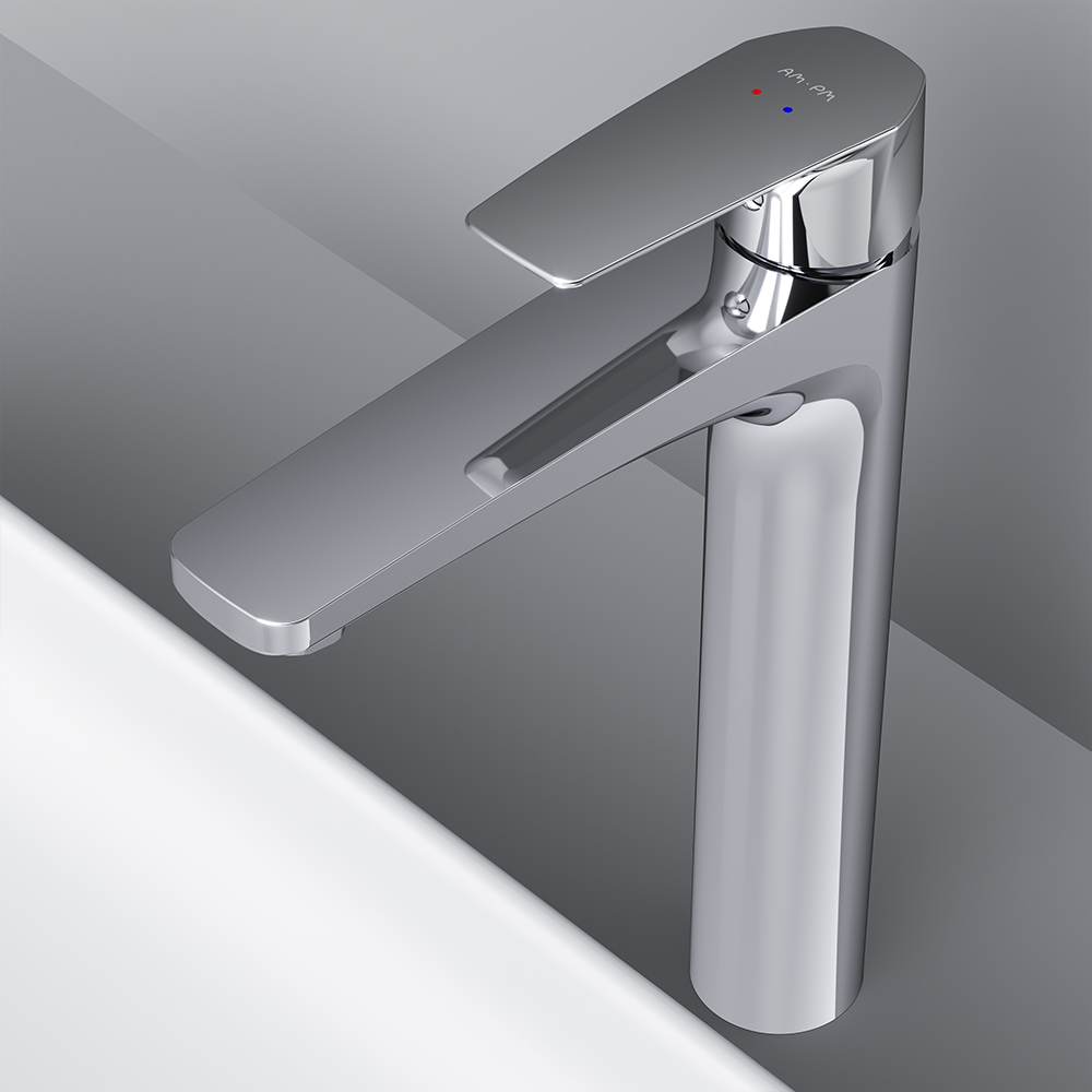 Am.Pm Gem Смеситель для раковины высокий на 1 отверстие, без д/к, излив 15,5 см, цвет: хром глянец F90A92000