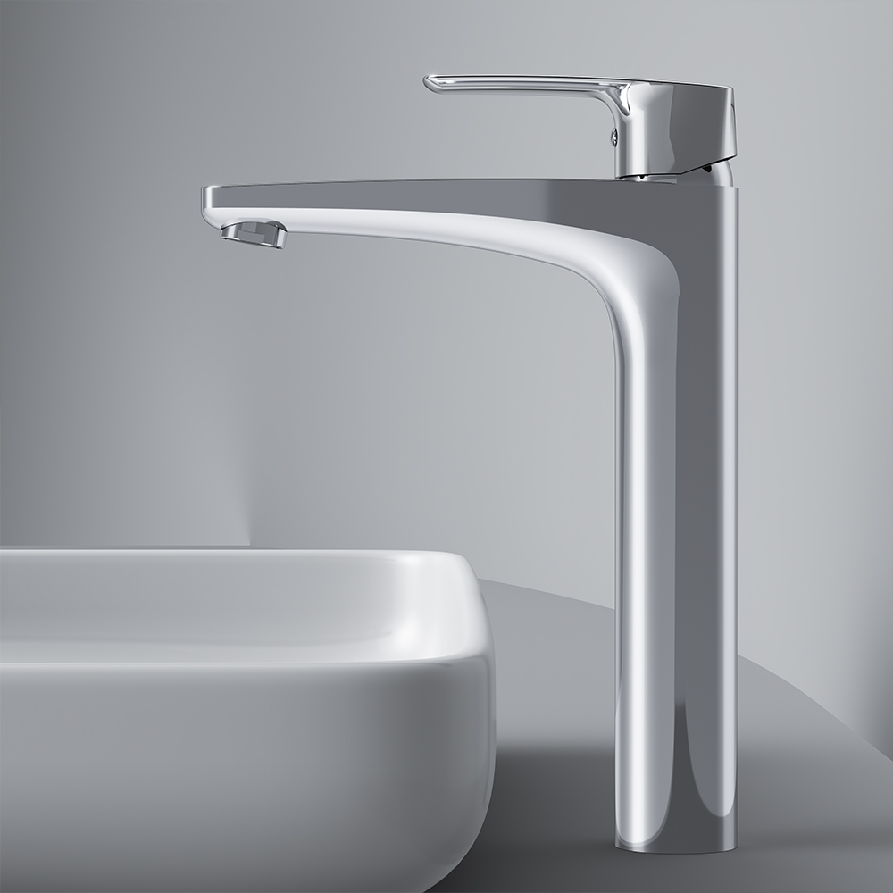 Am.Pm Gem Смеситель для раковины высокий на 1 отверстие, без д/к, излив 15,5 см, цвет: хром глянец F90A92000