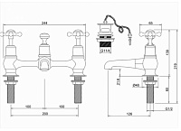 Burlington Classic Смеситель для раковины на 2 отв, излив 2,2h см, с пробкой, цвет: хром/белый глянц CL10-QT
