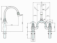 Burlington Classic Смеситель для раковины на 2 отверстия, излив 20h см, цвет: хром/белый глянец AN27-QT