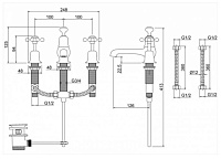 Burlington Classic Смеситель для раковины на 3 отверстия, излив 2,2h см, цвет: хром/белый глянец CL12-QT